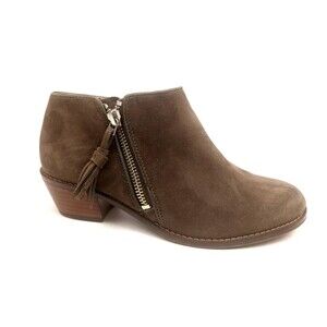 Womans Vionic Serena Side Zip Ankle Boot Suede Leather Taupe Brown Size 6